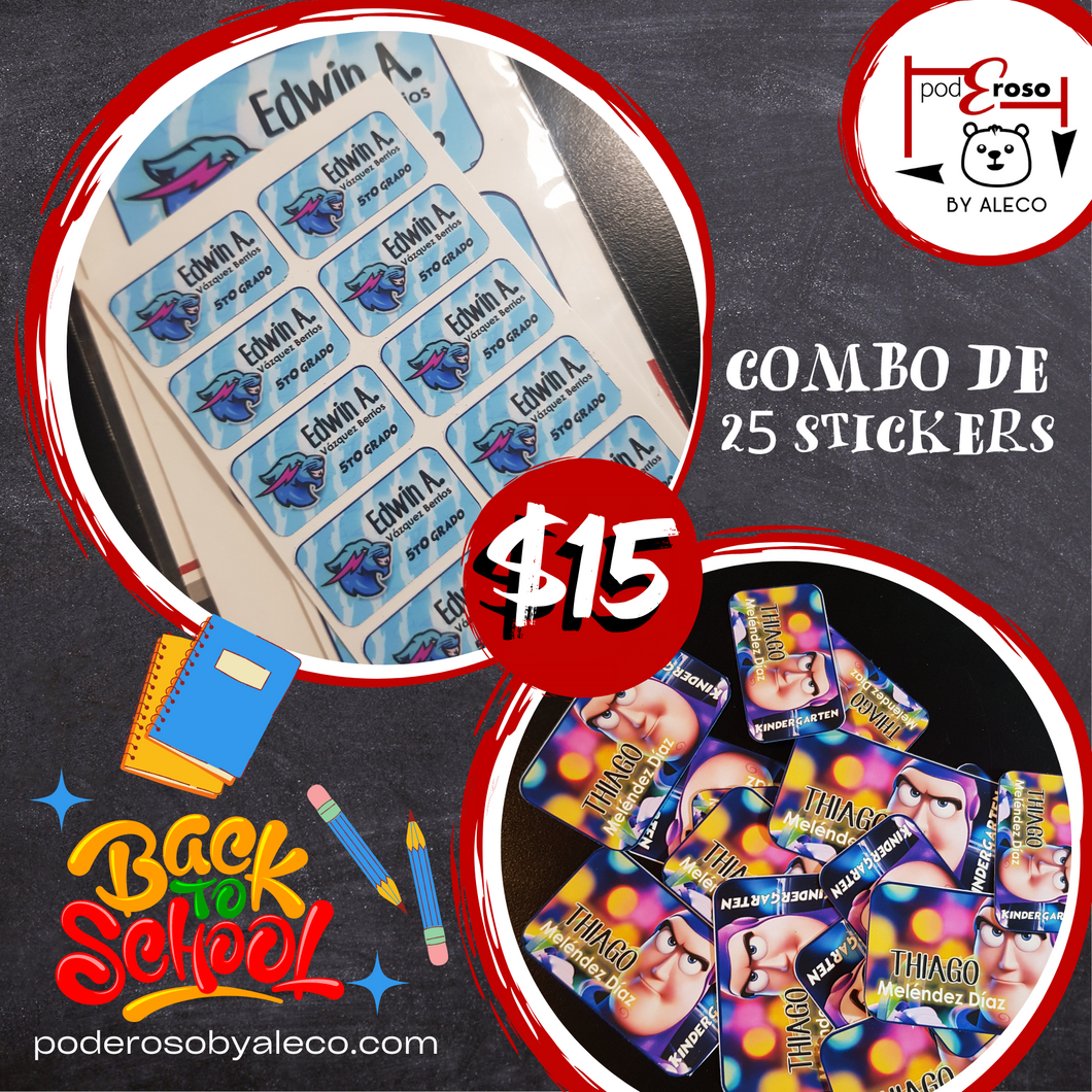 Combo de 25 Stickers para Escuela